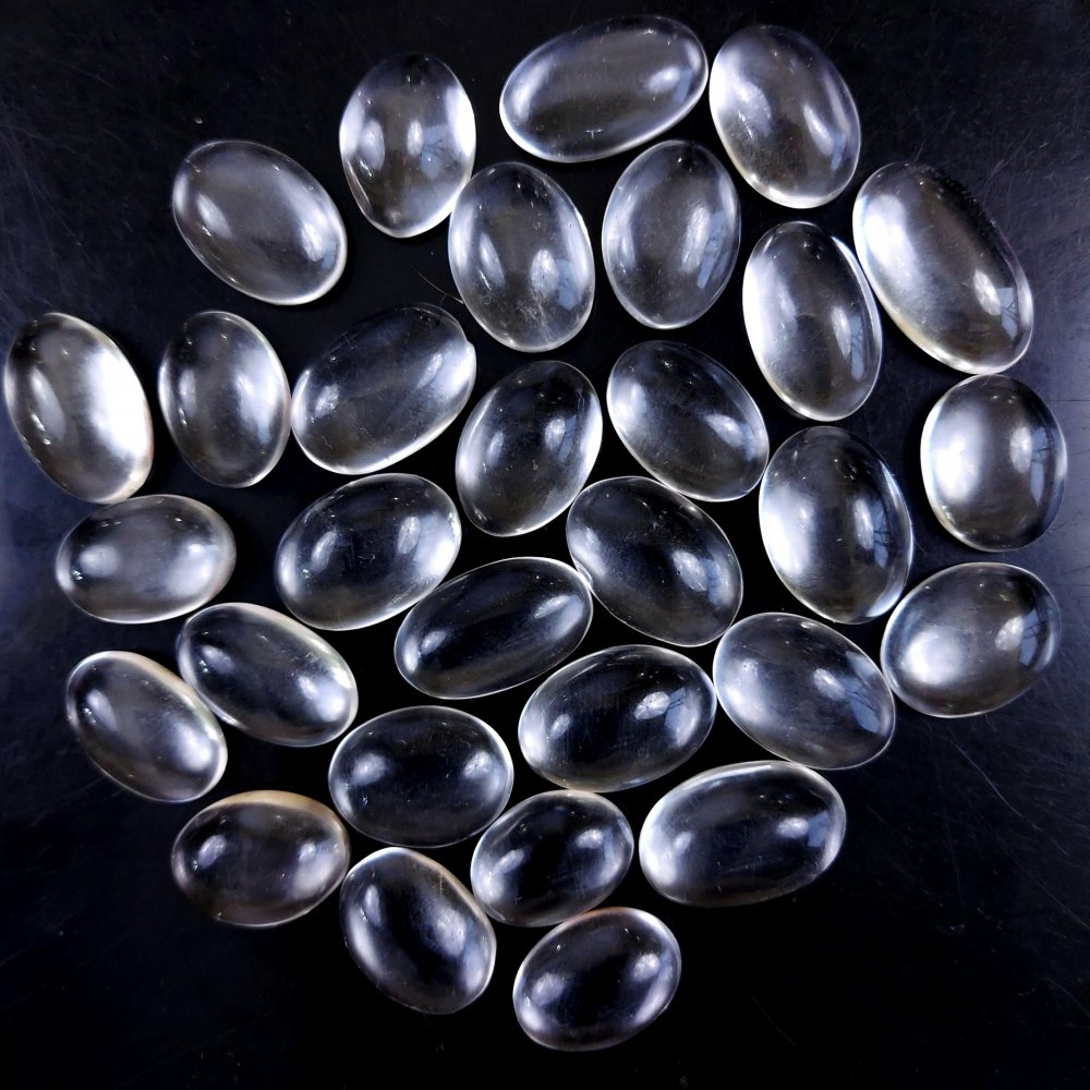 30Pcs 388Cts Natural Crystal Quartz Cabochon Lot Oval Shape Loose Gemstone For Jewelry Making Quartz Ring Clear Quartz Cabs 20x10 14x10mm