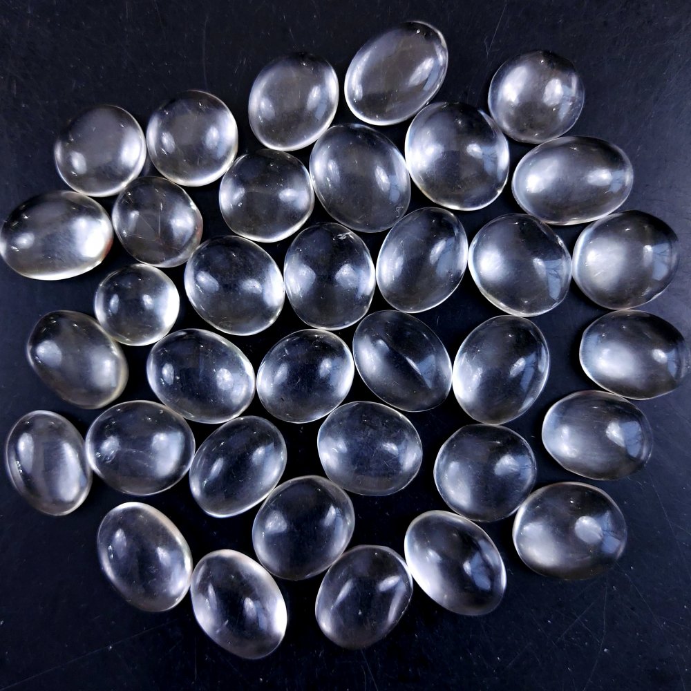 35Pcs 343Cts Natural Crystal Quartz Cabochon Lot Oval Shape Loose Gemstone For Jewelry Making Quartz Ring Clear Quartz Cabs 14x11 10x10mm