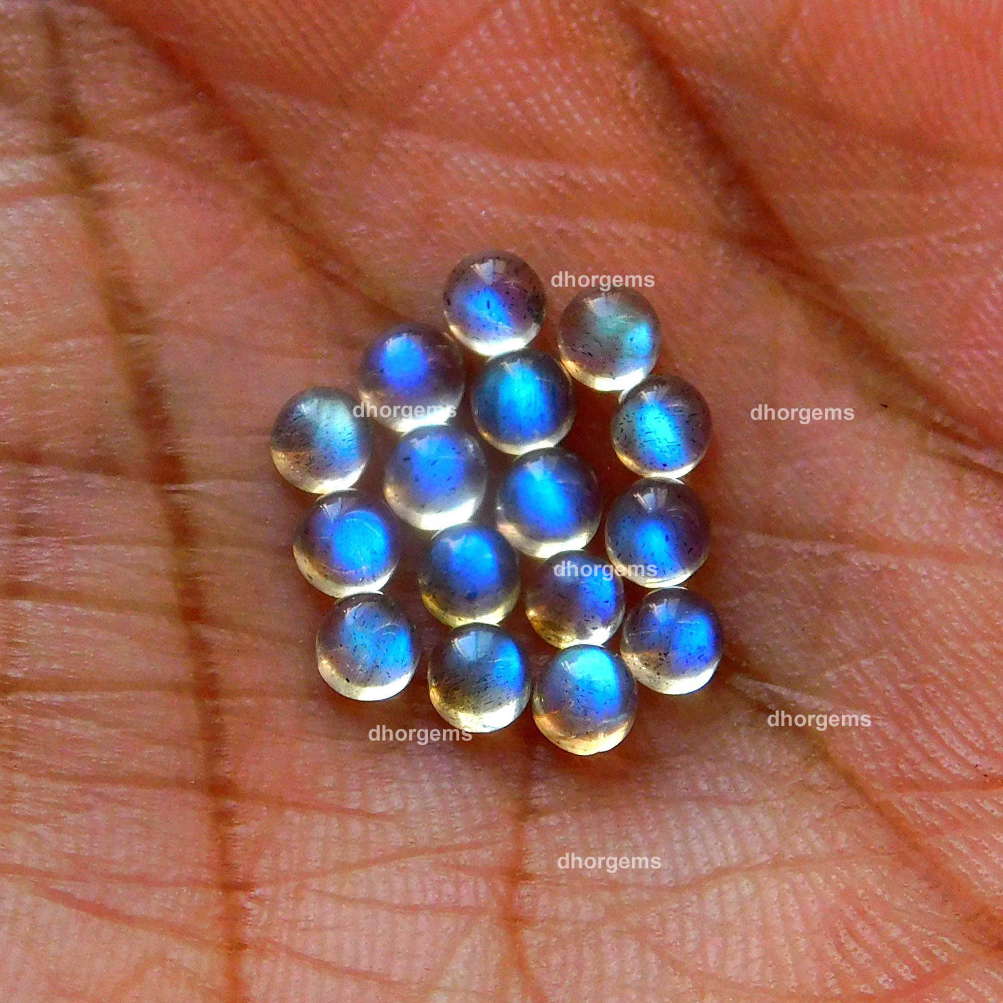 161Pcs 28.1Cts Natural Blue Fire Labradorite Loose Cabochon Calibrated Round Shape Gemstone Lot 3mm#9133