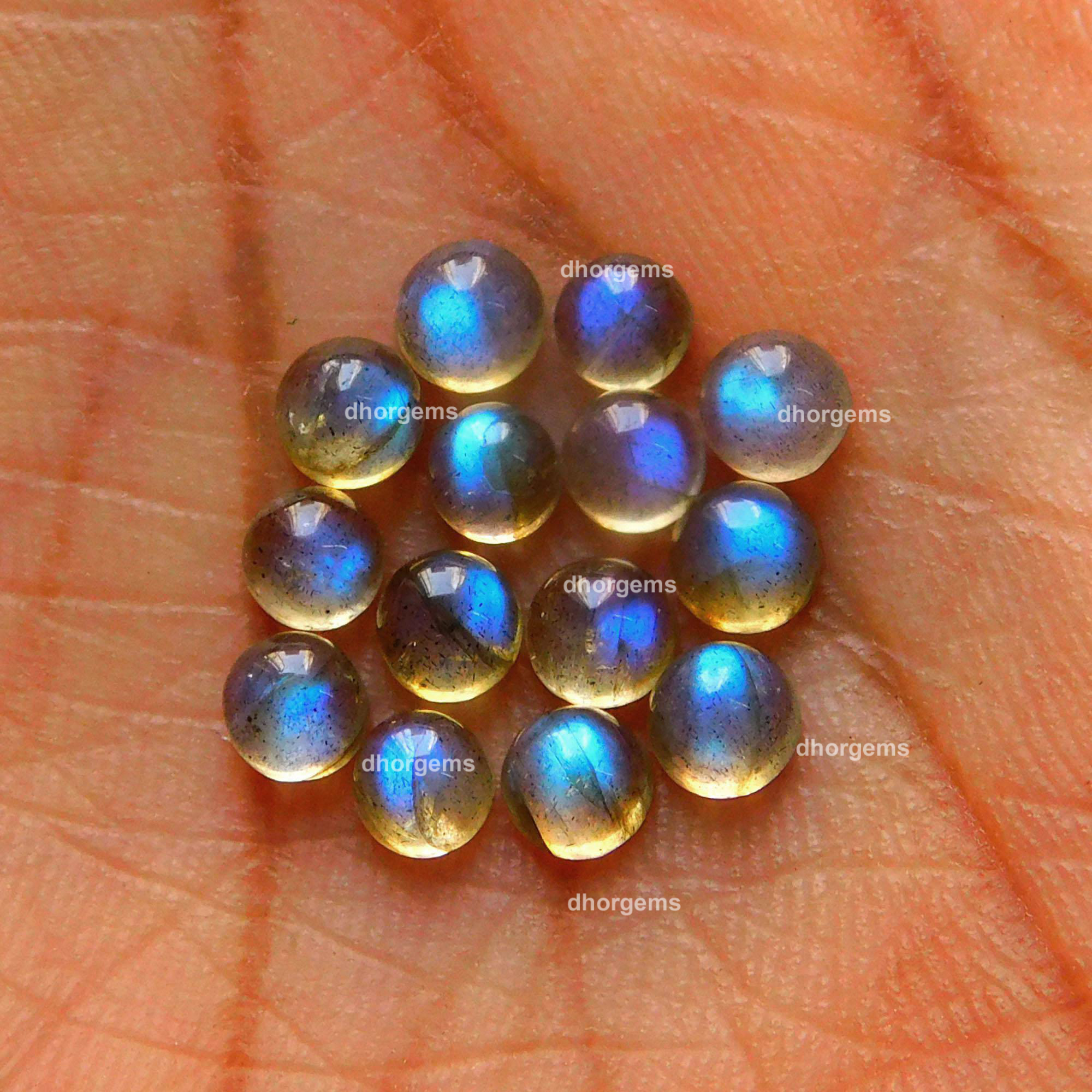171Pcs 56.55Cts Natural Blue Fire Labradorite Loose Cabochon Calibrated Round Shape Gemstone Lot 4mm#9143