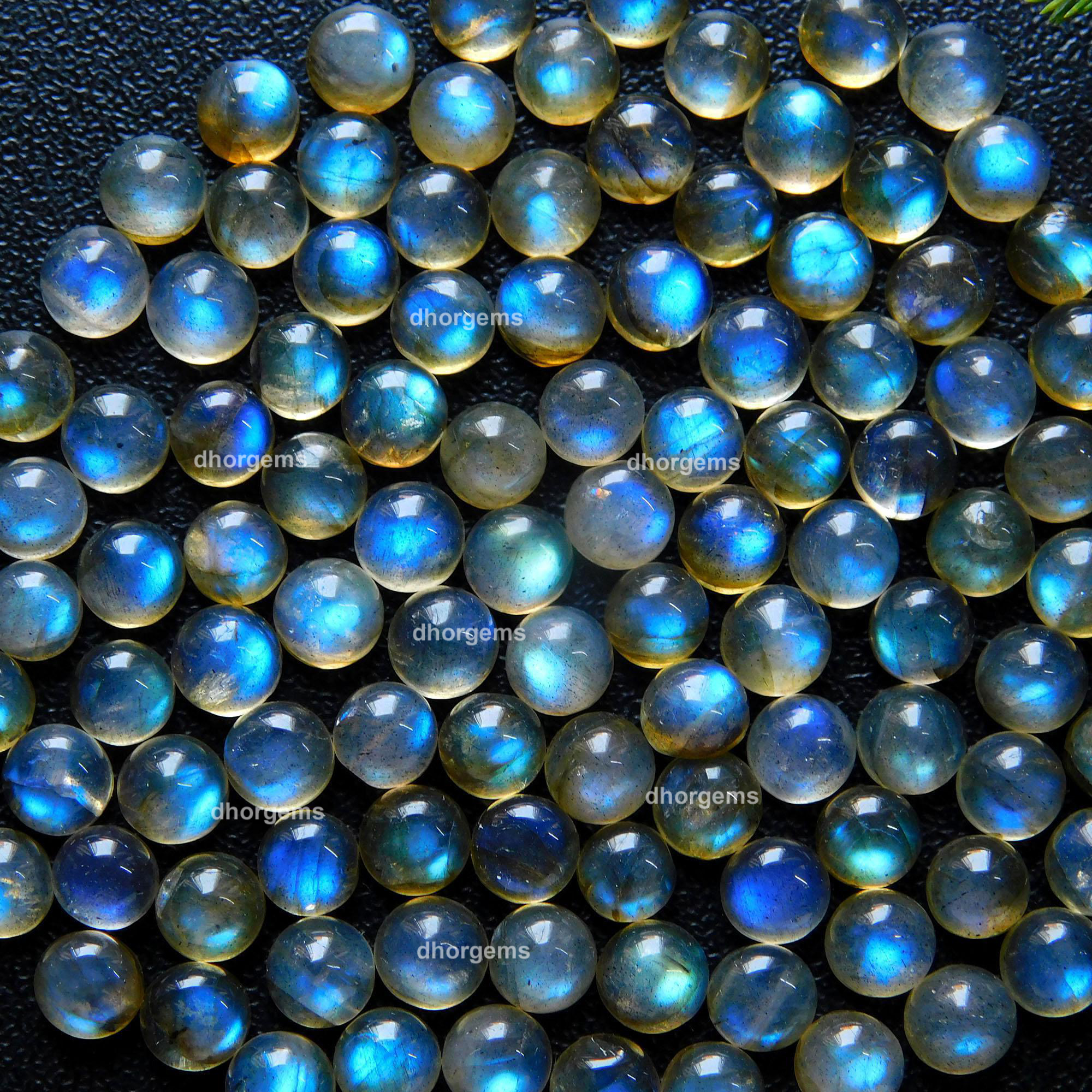 109Pcs 68.25Cts Natural Blue Fire Labradorite Loose Cabochon Calibrated Round Shape Gemstone Lot 5mm#9146