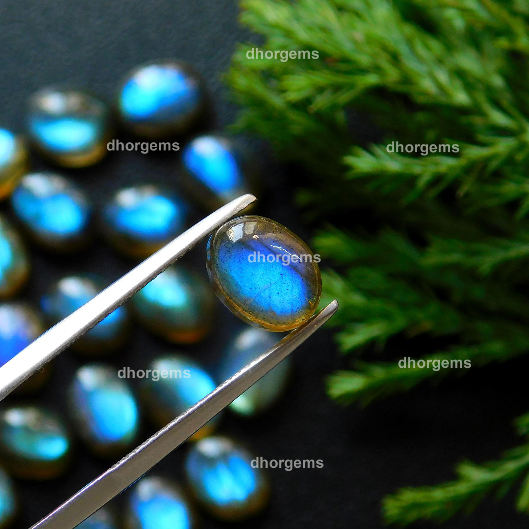 30Pcs 7295Cts Natural Blue Fire Labradorite Loose Cabochon Calibrated Oval Shape Gemstone Lot 7x9mmR-9205