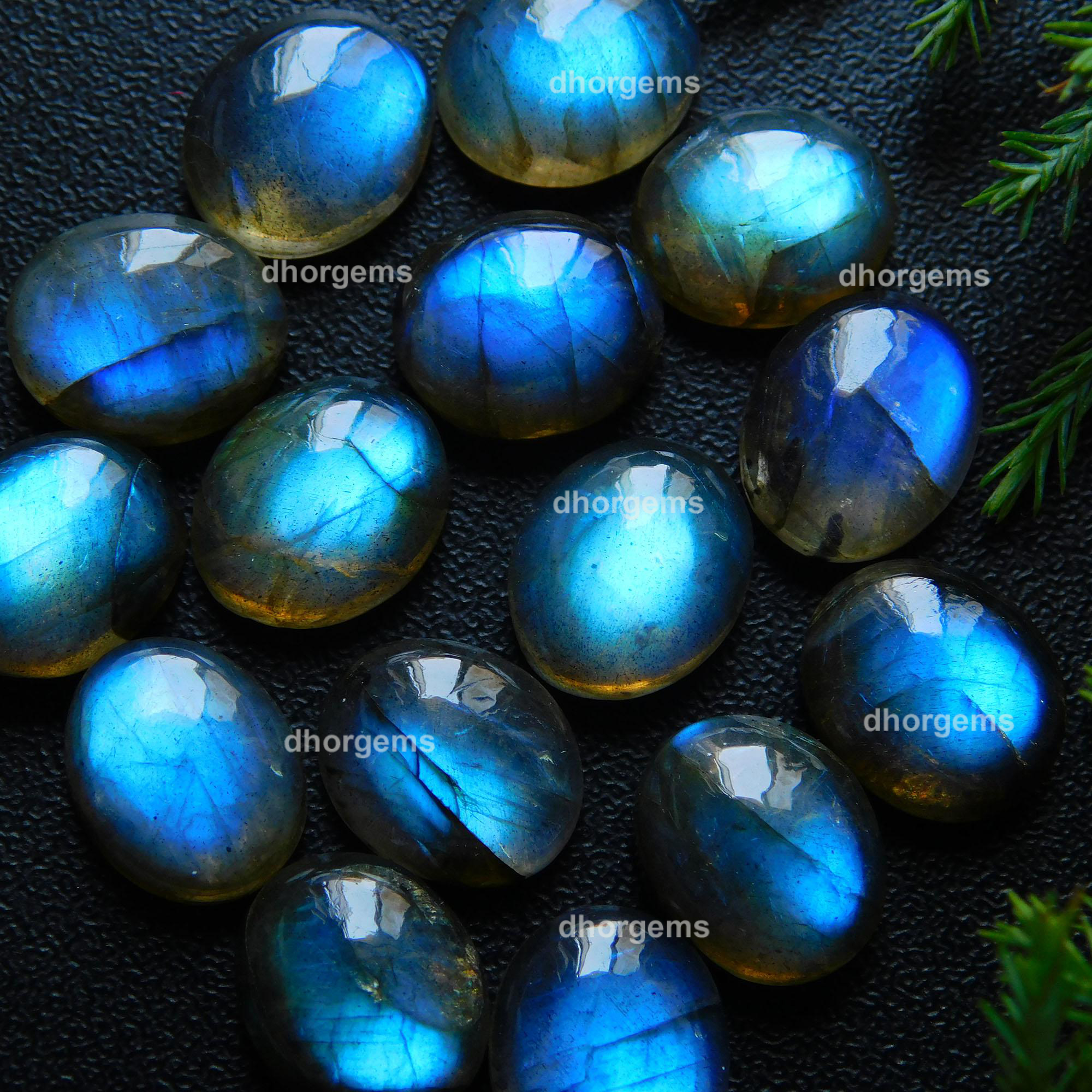 15Pcs 77Cts Natural Blue Fire Labradorite Loose Cabochon Calibrated Oval Shape Gemstone Lot 10x12mm#9222