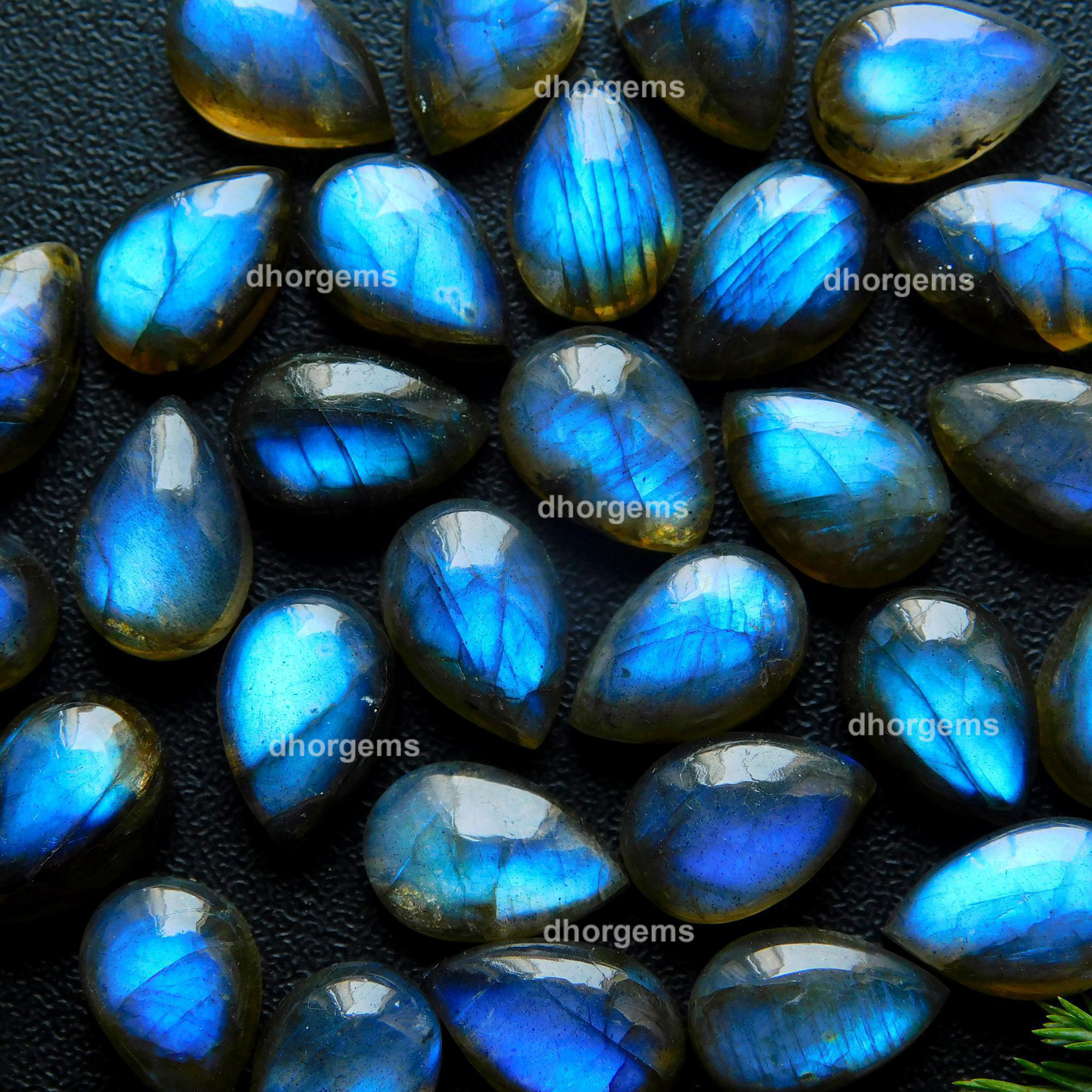 29Pcs 104.95Cts Natural Blue Fire Labradorite Loose Cabochon Calibrated Pear Shape Gemstone Lot 8x12mm#9281