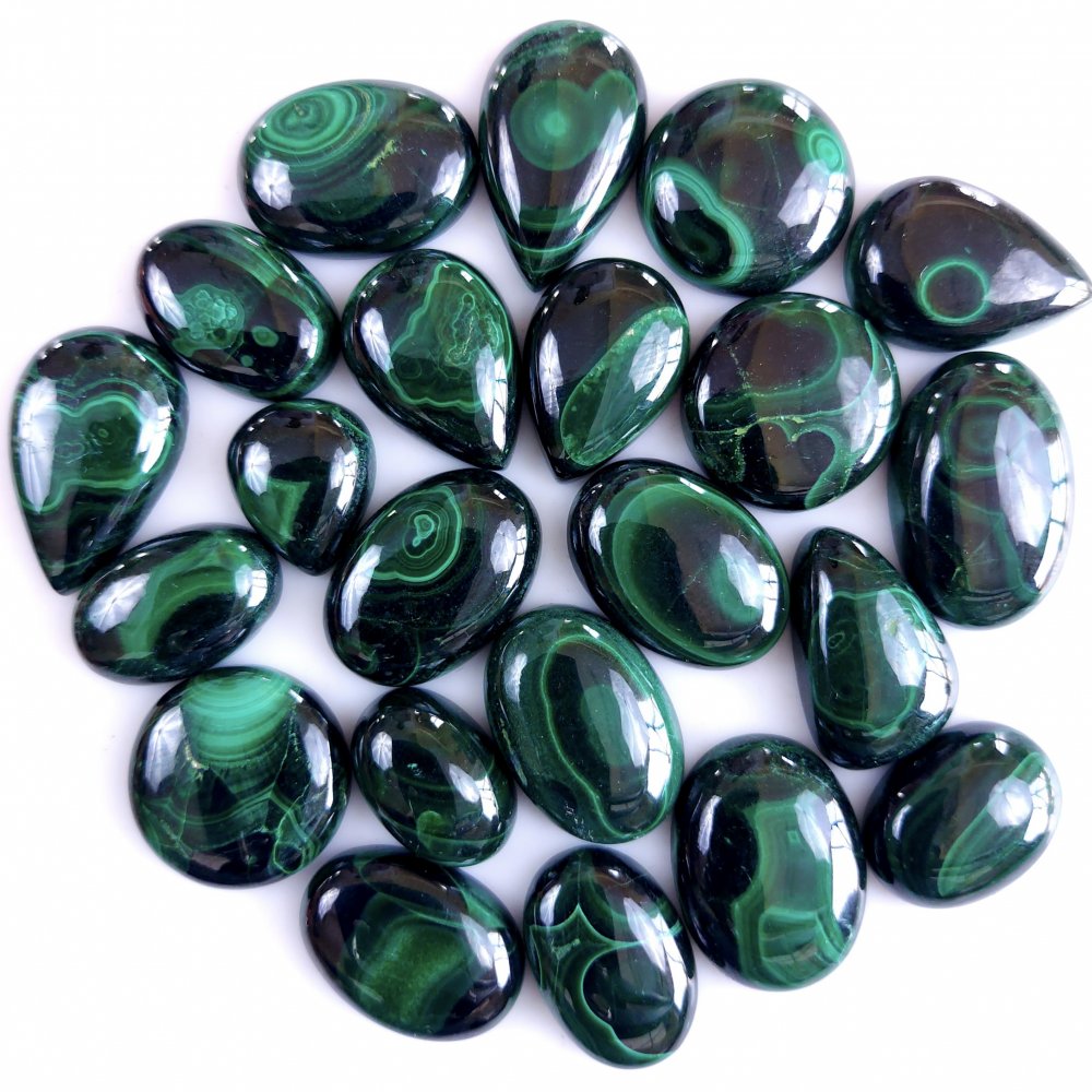 22Pcs 510Cts Natural Green Malachite Flat Back Loose Cabochon Gemstone For Handmade Jewelry Making and Craft Supplies 22x12 13x10mm#9332