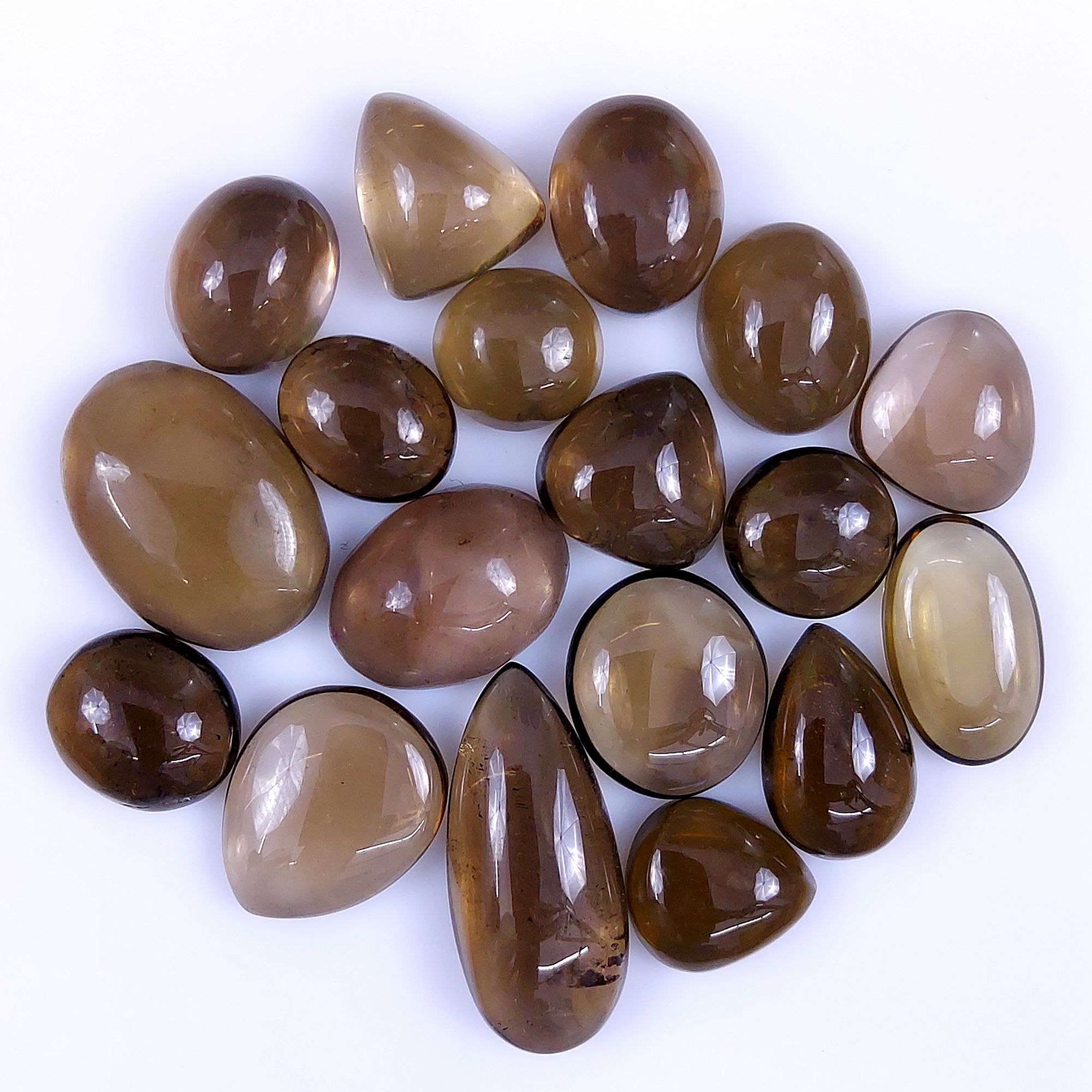 18Pcs 281Cts  Natural Smoky Quartz Loose Cabochon Gemstone Lot 30x14 14x14mm949