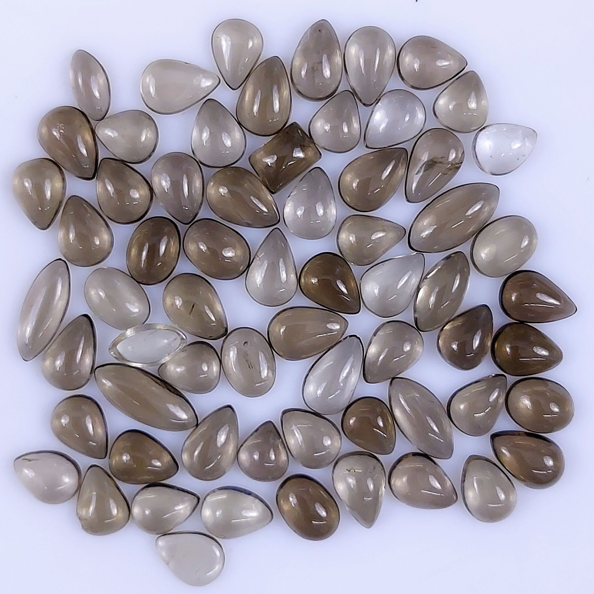 66Pcs 64Cts  Natural Smoky Quartz Loose Cabochon Jewelry Gemstone 12x6 7x5mm953