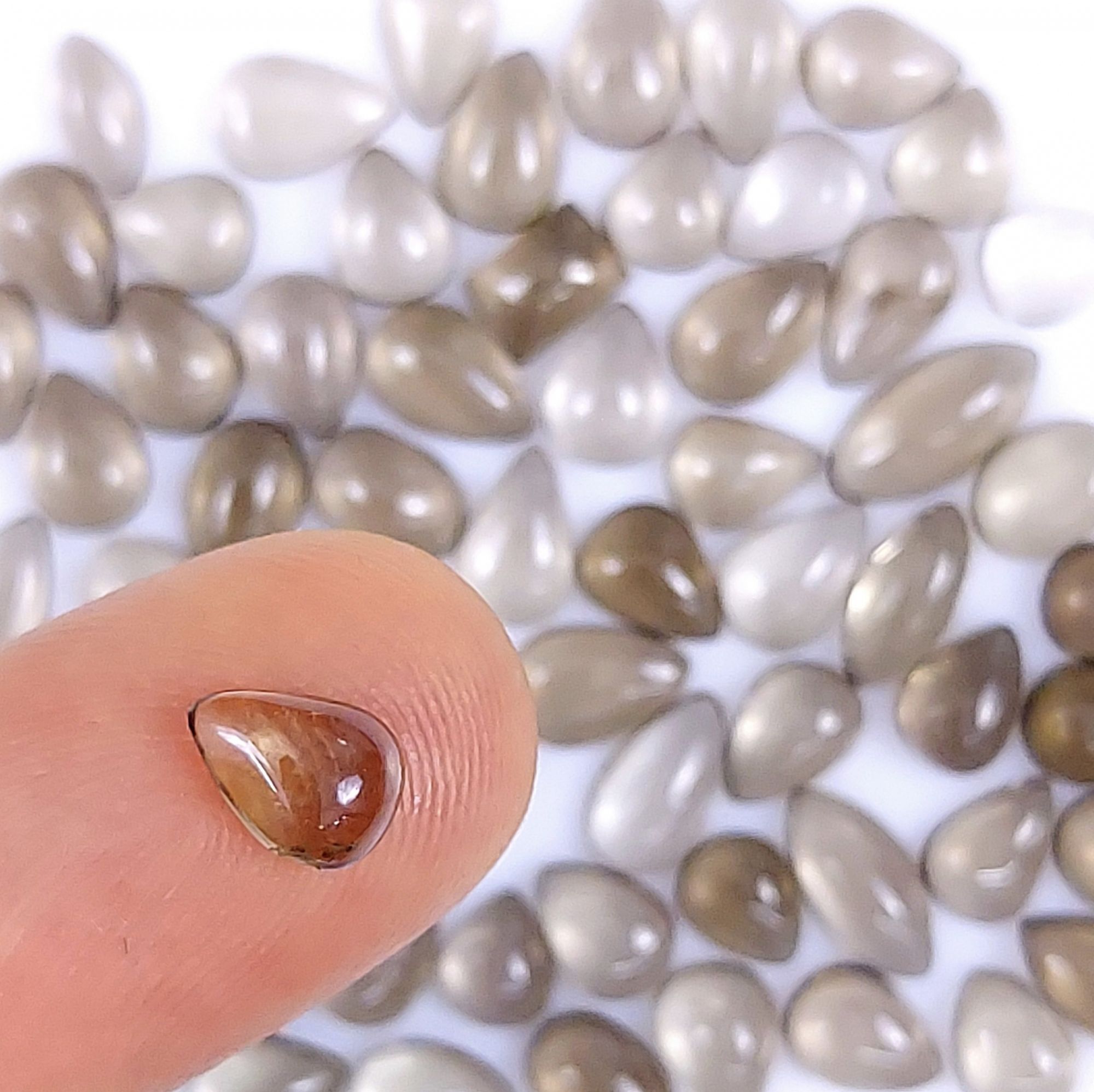 66Pcs 64Cts  Natural Smoky Quartz Loose Cabochon Jewelry Gemstone 12x6 7x5mm953