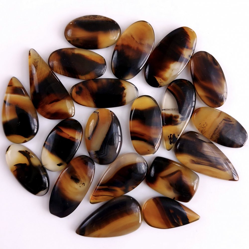 20Pcs 250Cts Natural Montana Agate Cabochon Lot Brown Flat Back Gemstone Crystal Wholesale Loose gemstone For Jewelry Making30x12 20x10mm#9532