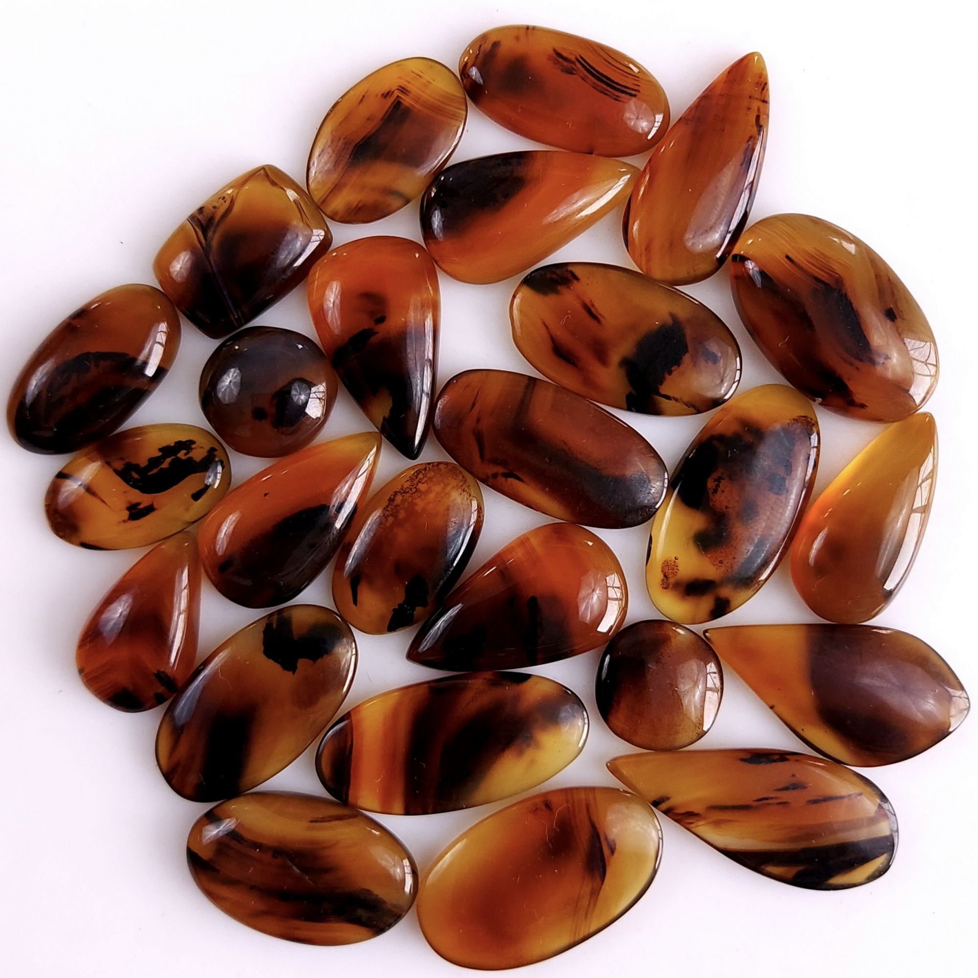 25Pcs 285Cts Natural Montana Agate Cabochon Lot Brown Flat Back Gemstone Crystal Wholesale Loose gemstone For Jewelry Making22x12 11x11mm9539