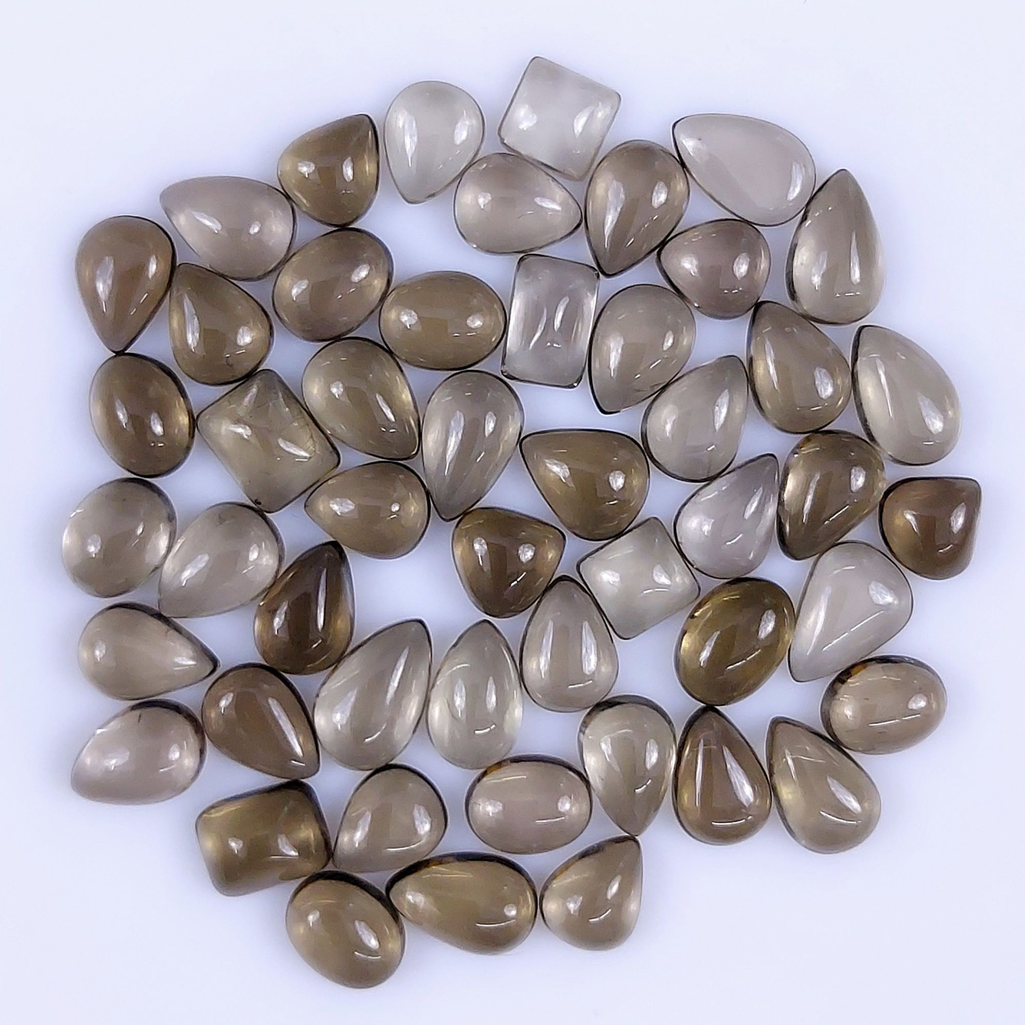 50Pcs 89Cts  Natural Smoky Quartz Loose Cabochon Jewelry Gemstone 12x9 7x7mm954