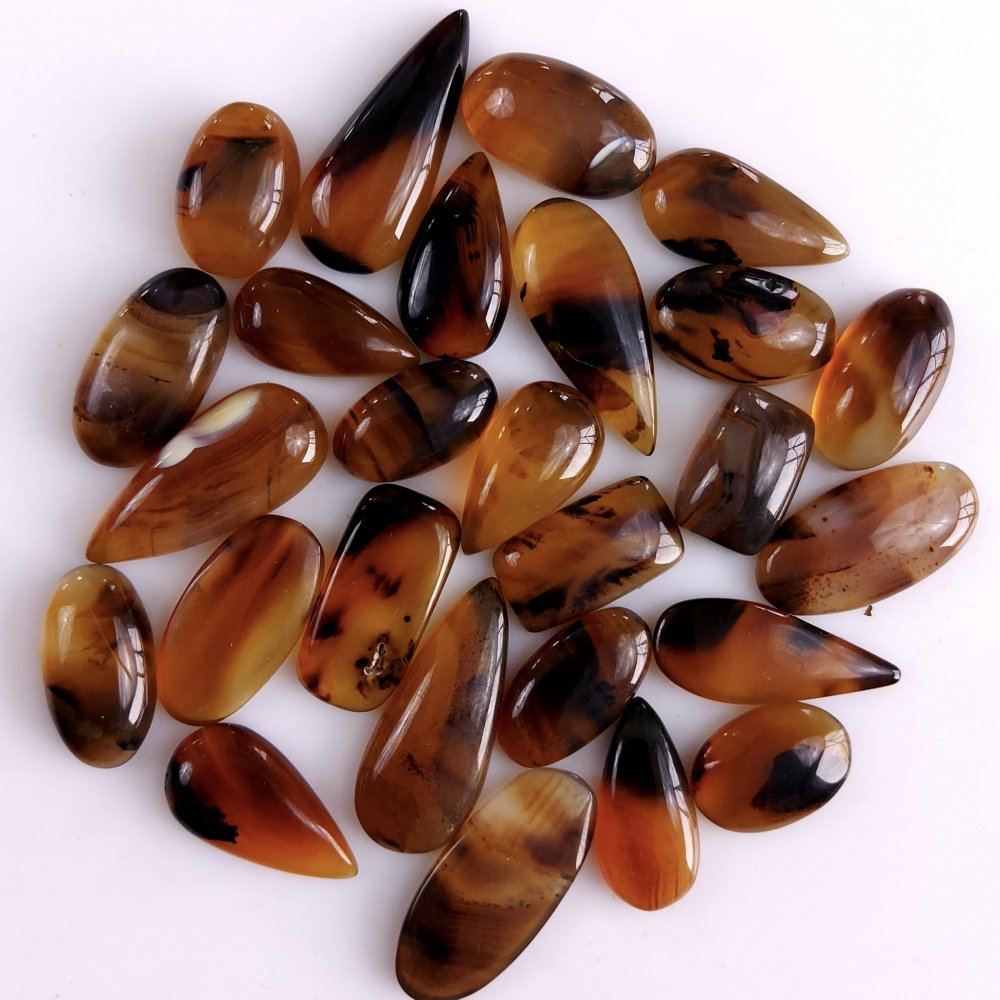 26Pcs 233Cts Natural Montana Agate Cabochon Lot Brown Flat Back Gemstone Crystal Wholesale Loose gemstone For Jewelry Making25x9 10x8mm#9543