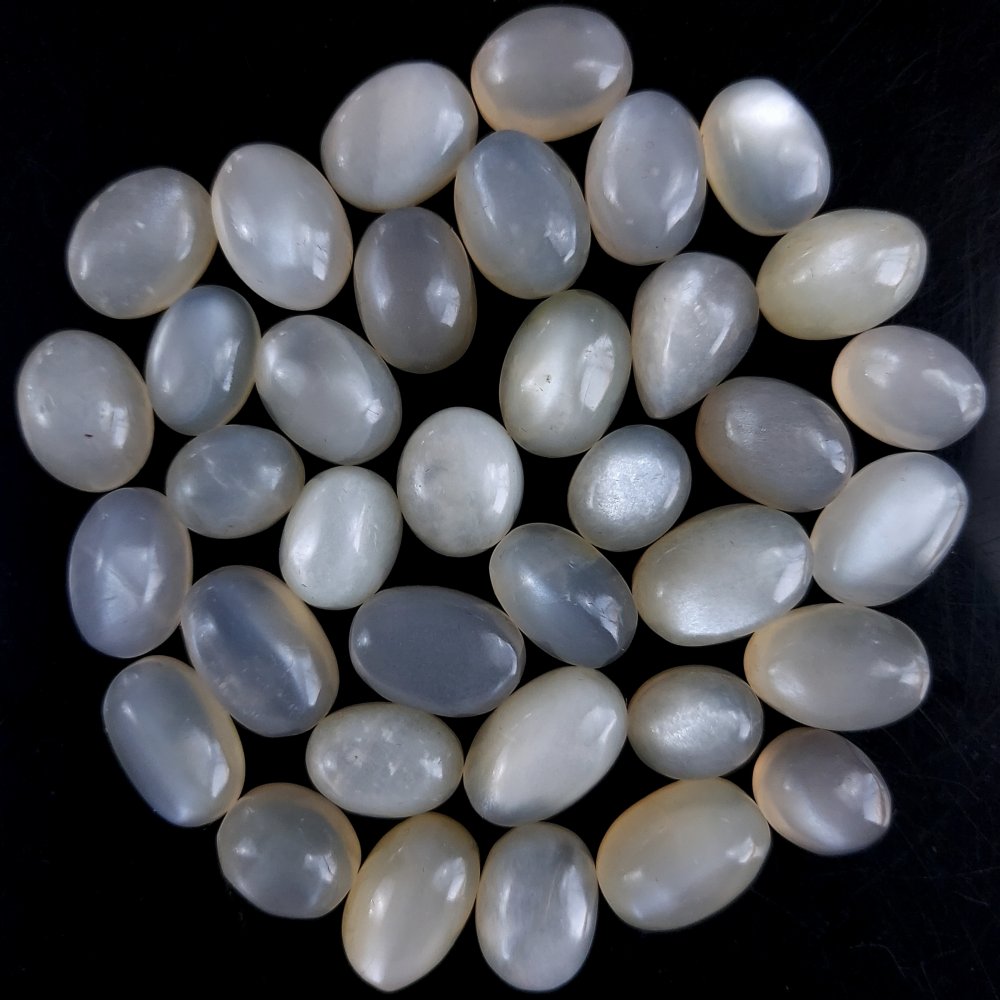 36Pcs 304Cts Natural White Moonstone Cabochon Loose Gemstone Flat Back and Polish Lot For Jewelry Making 13x8 10x8mm#9546