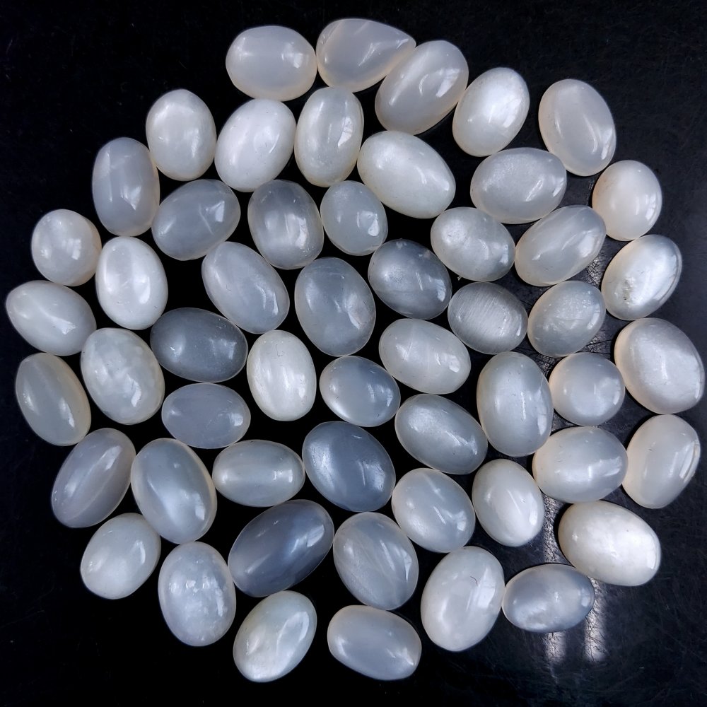 54Pcs 412Cts Natural White Moonstone Cabochon Loose Gemstone Flat Back and Polish Lot For Jewelry Making 13x8 8x6mm#9550