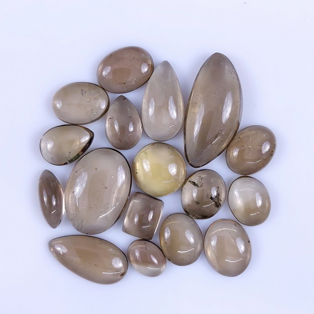 17Pcs 253Cts  Natural Smoky Quartz Loose Cabochon Gemstone Lot 38x18 14x10mm#958