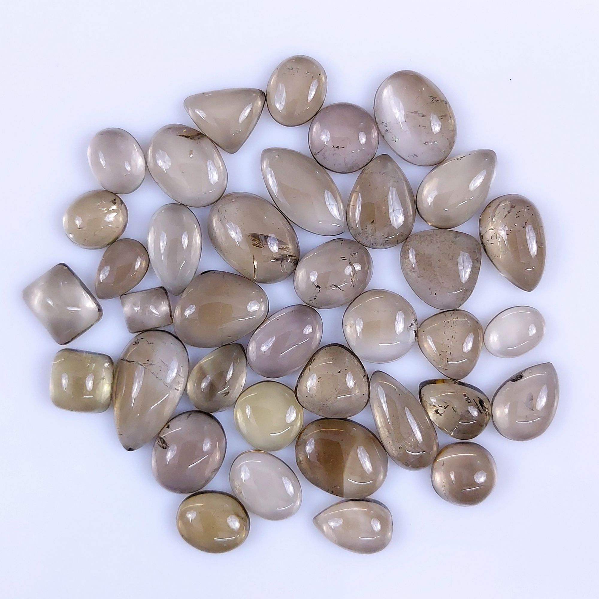 37Pcs 218Cts  Natural Smoky Quartz Loose Cabochon Gemstone Lot 20x12 12x9mm959