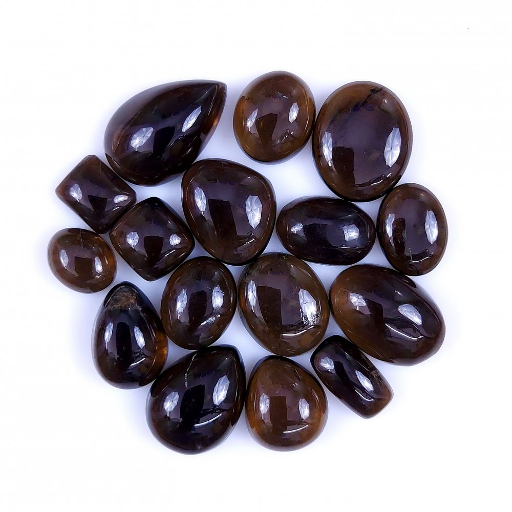 16Pcs 308Cts  Natural Smoky Quartz Loose Cabochon Gemstone Lot 28x18 15x12mm#961