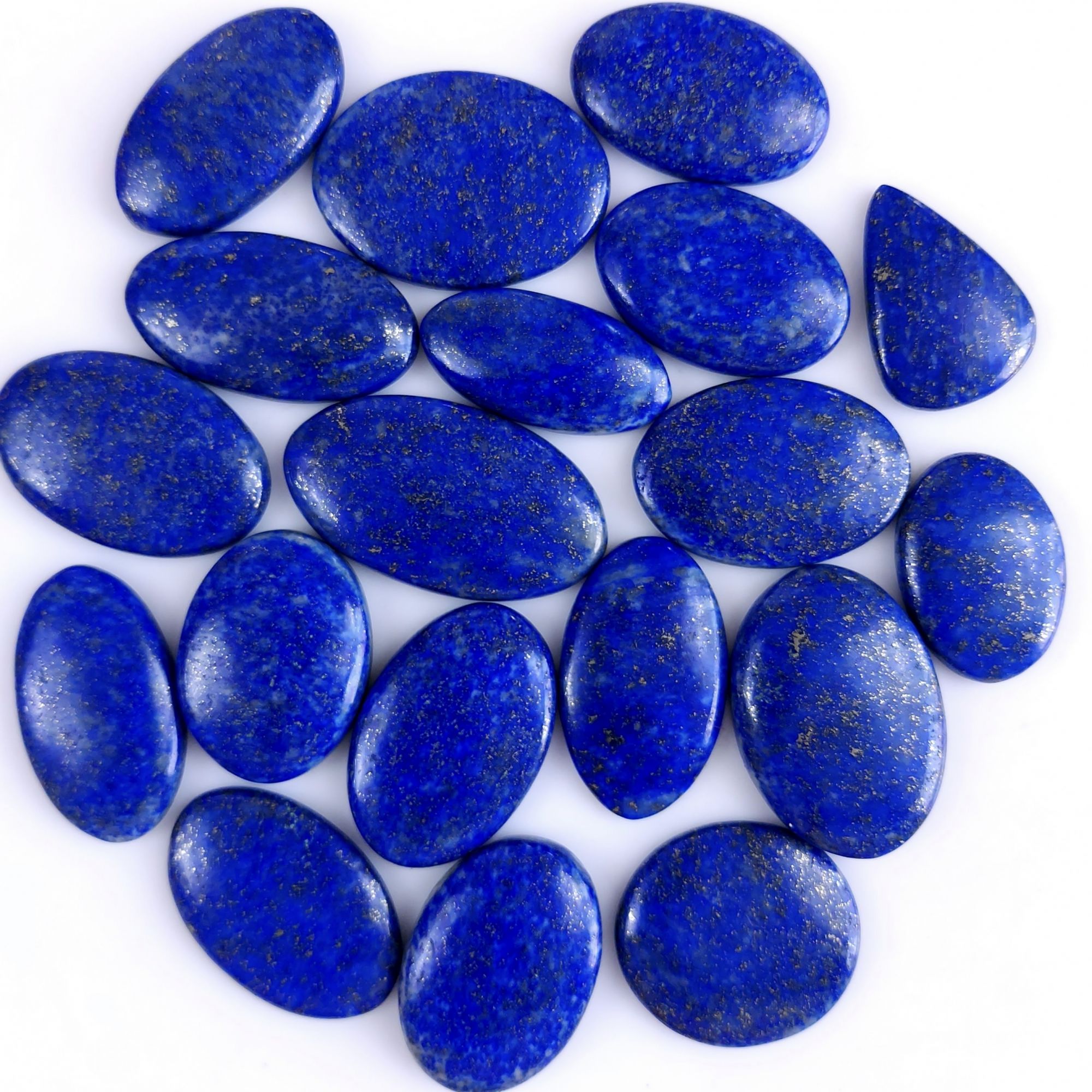 19Pcs 846Cts Natural Blue Lapis Lazuli Loose Cabochon Flat Back Handmade Gemstone Lot Mix Size And Shape For Jewelry Making 35x25 25x17mm9610