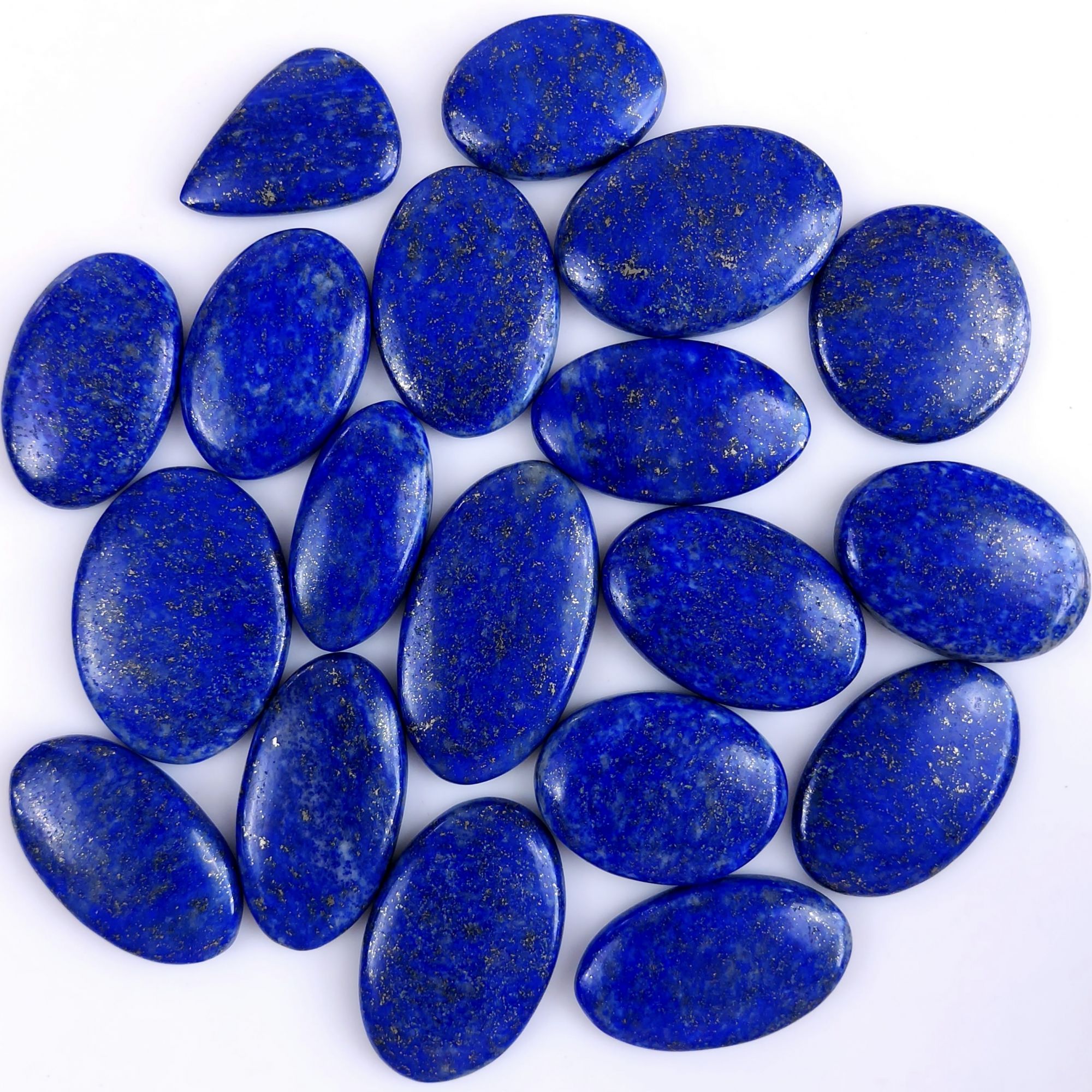 19Pcs 846Cts Natural Blue Lapis Lazuli Loose Cabochon Flat Back Handmade Gemstone Lot Mix Size And Shape For Jewelry Making 35x25 25x17mm9610