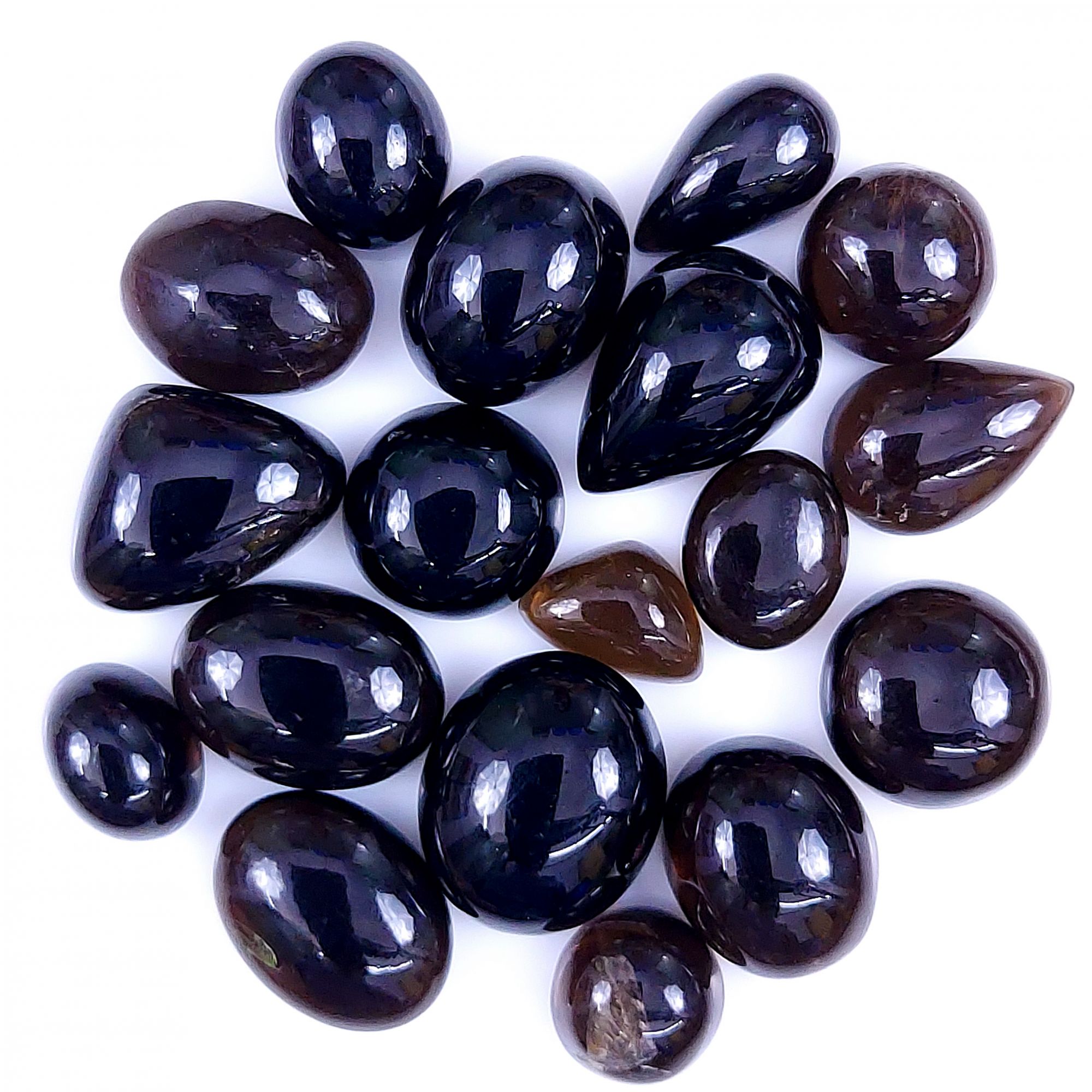 18Pcs 286Cts  Natural Smoky Quartz Loose Cabochon Gemstone Lot 22x18 14x11mm963