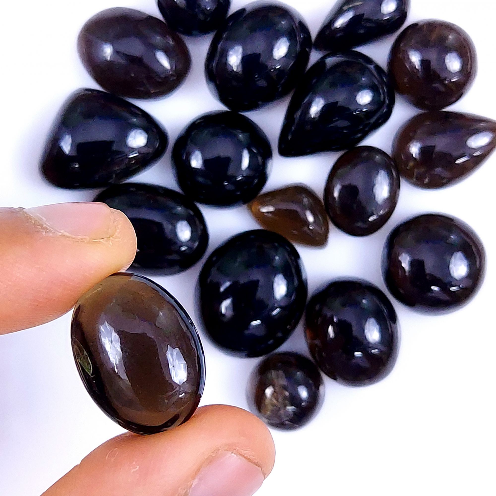 18Pcs 286Cts  Natural Smoky Quartz Loose Cabochon Gemstone Lot 22x18 14x11mm963