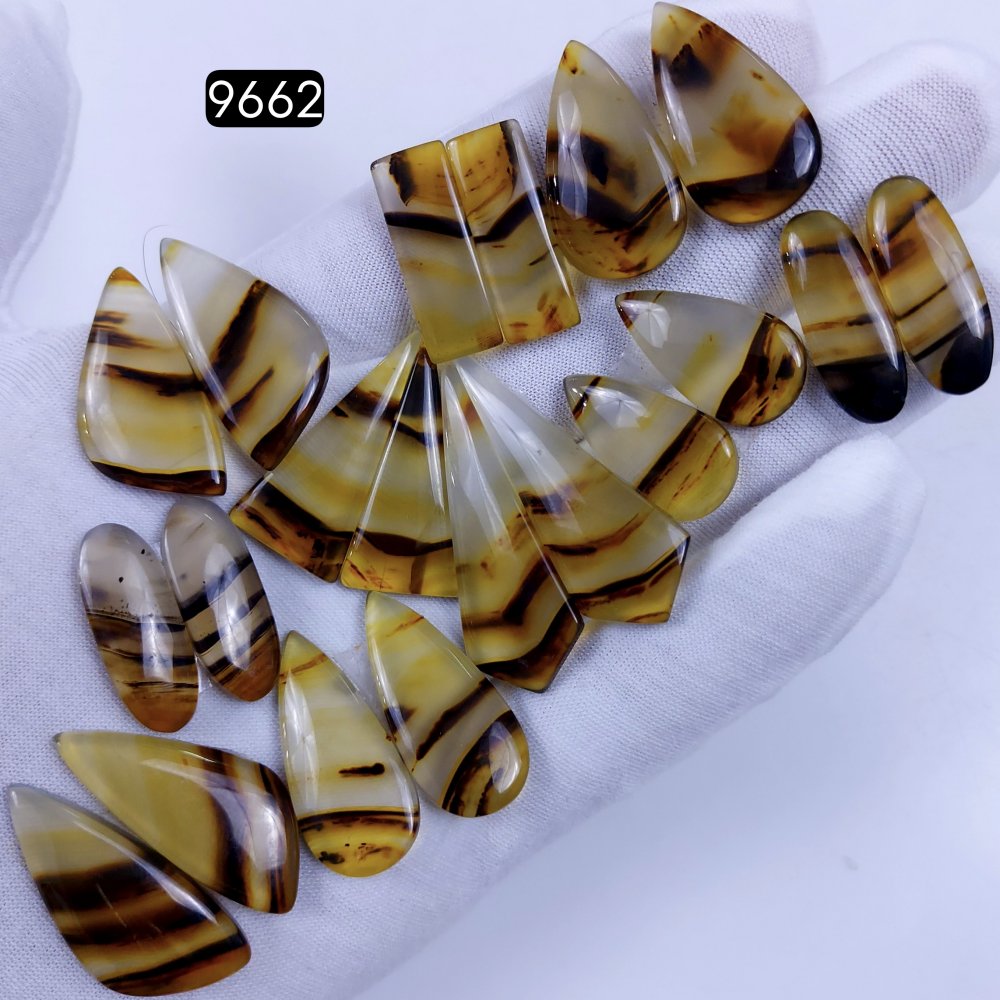 10Pair 258Cts Natural Montana Agate Dangle Drop Earrings Semi Precious Crystal For Hoop Earrings  Gemstone Cabochon Matching  40x15 23x13mm #9662