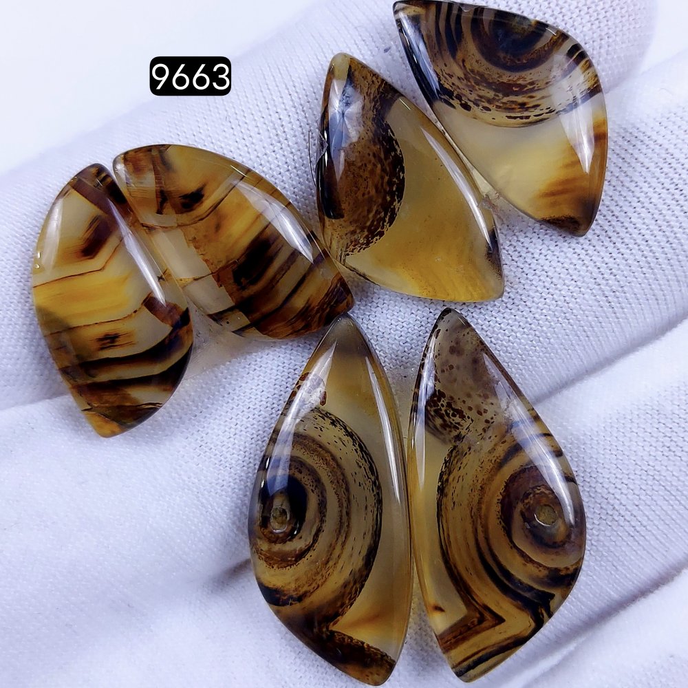 3Pair 67Cts Natural Montana Agate Dangle Drop Earrings Semi Precious Crystal For Hoop Earrings  Gemstone Cabochon Matching  30x14 22x12mm #9663