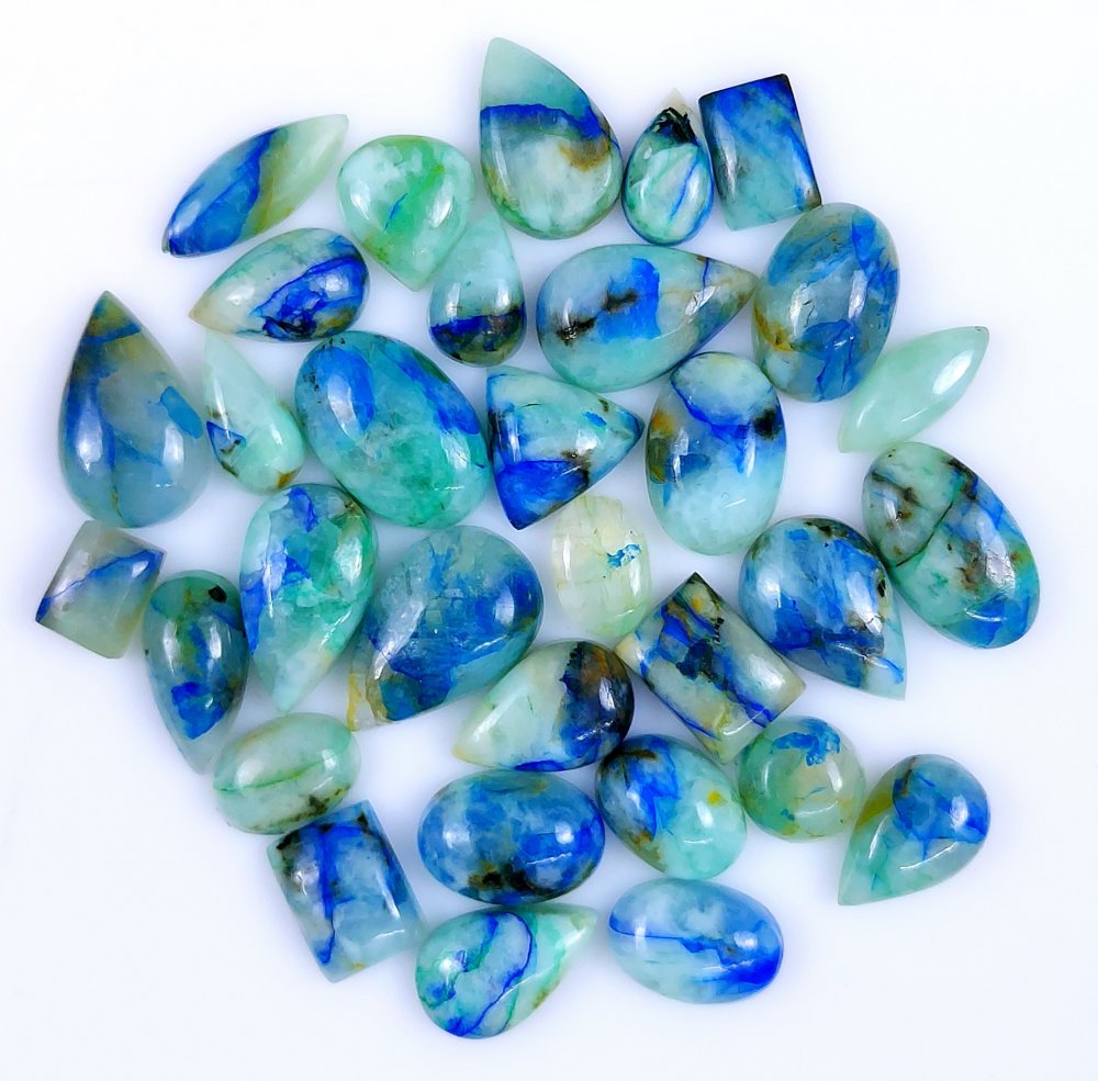 32 PcsPcs 117Cts Natural Blue Azurite Loose Gemstone Cabochon Lot 17x11 10x8mm#967
