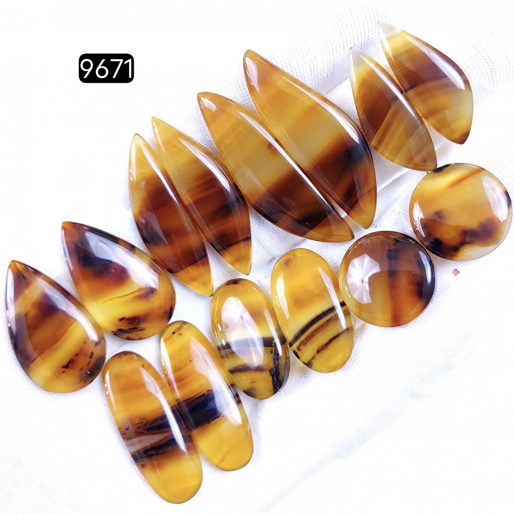 7Pair 200Cts Natural Montana Agate Dangle Drop Earrings Semi Precious Crystal For Hoop Earrings  Gemstone Cabochon Matching  40x12 18x18mm #9671
