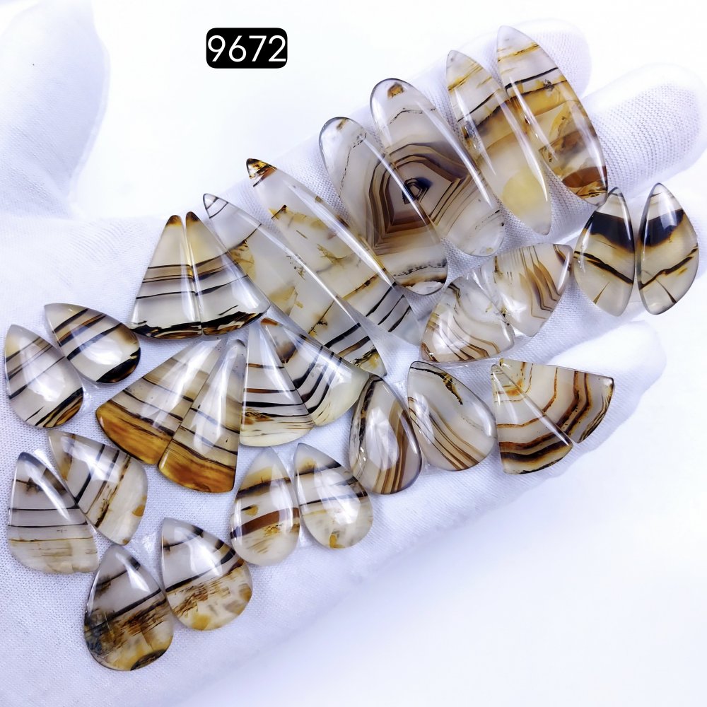 14Pair 312Cts Natural Montana Agate Dangle Drop Earrings Semi Precious Crystal For Hoop Earrings  Gemstone Cabochon Matching  50x11 20x12mm #9672