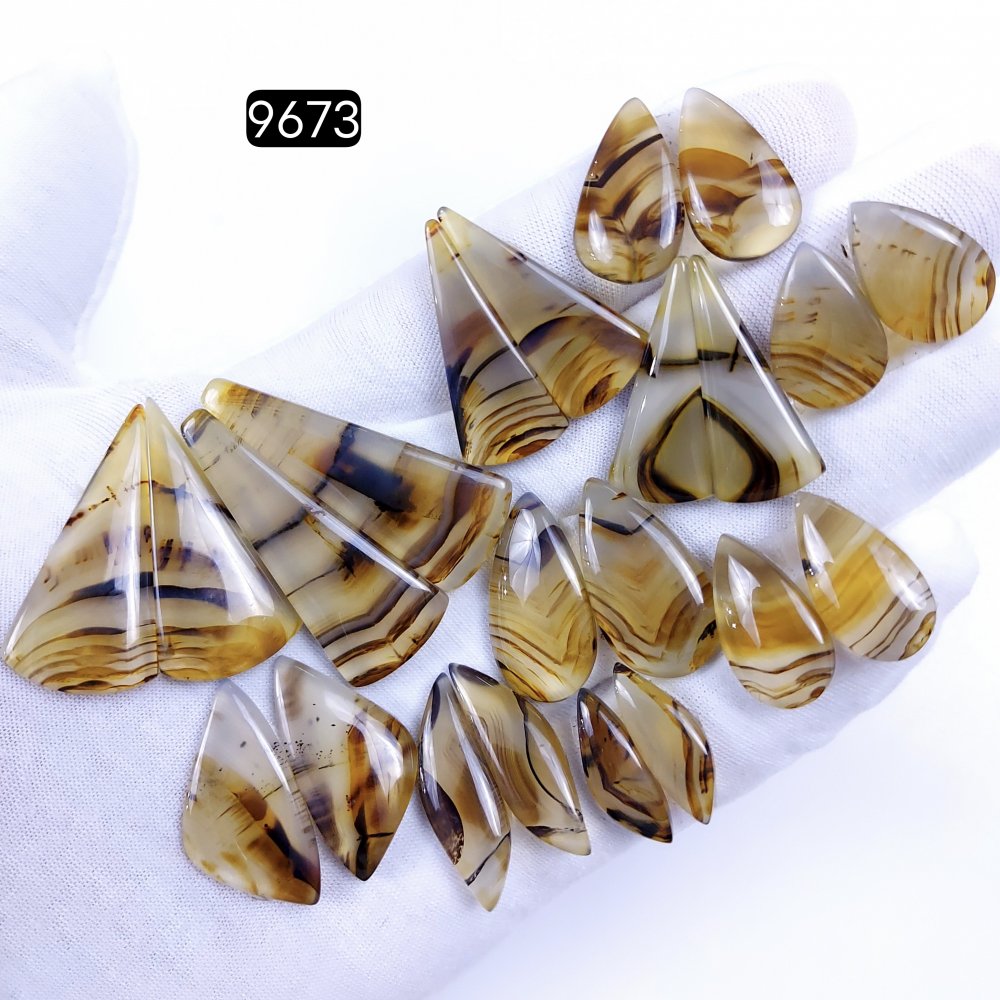 11Pair 279Cts Natural Montana Agate Dangle Drop Earrings Semi Precious Crystal For Hoop Earrings  Gemstone Cabochon Matching  42x17 22x7mm #9673