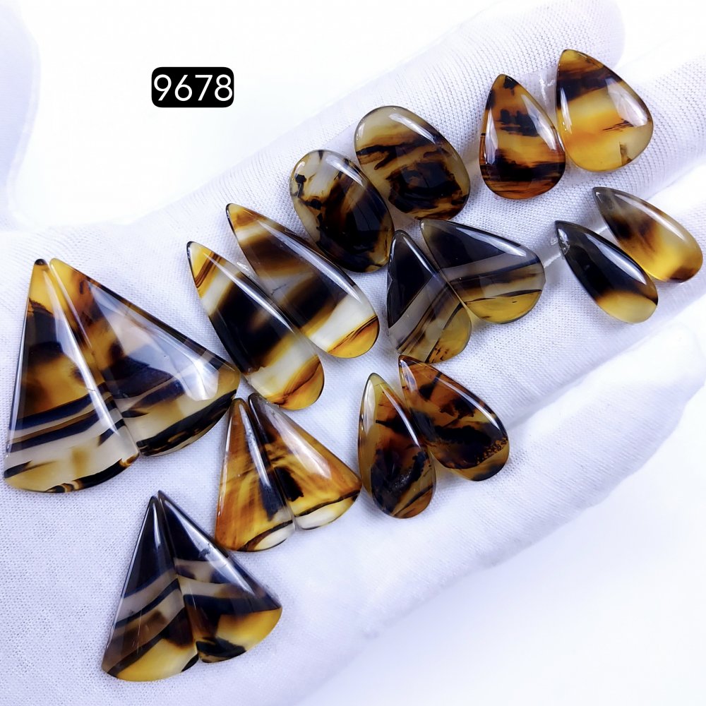 9Pair 216Cts Natural Montana Agate Dangle Drop Earrings Semi Precious Crystal For Hoop Earrings  Gemstone Cabochon Matching  37x20 20x13mm #9678