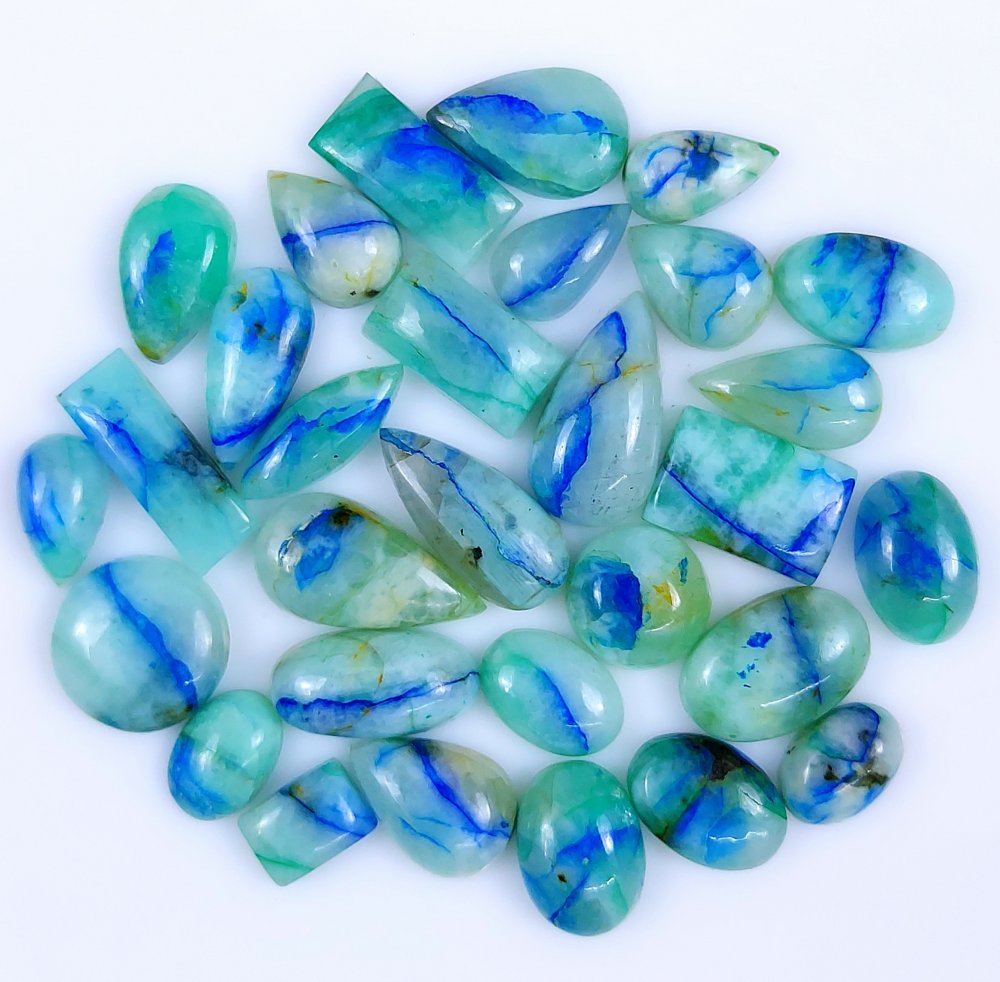 30 PcsPcs 121Cts Natural Blue Azurite Loose Gemstone Cabochon Lot 17x10 9x7mm#968