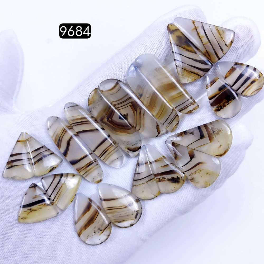 10Pair 267Cts Natural Montana Agate Dangle Drop Earrings Semi Precious Crystal For Hoop Earrings  Gemstone Cabochon Matching  40x10 20x15mm #9684