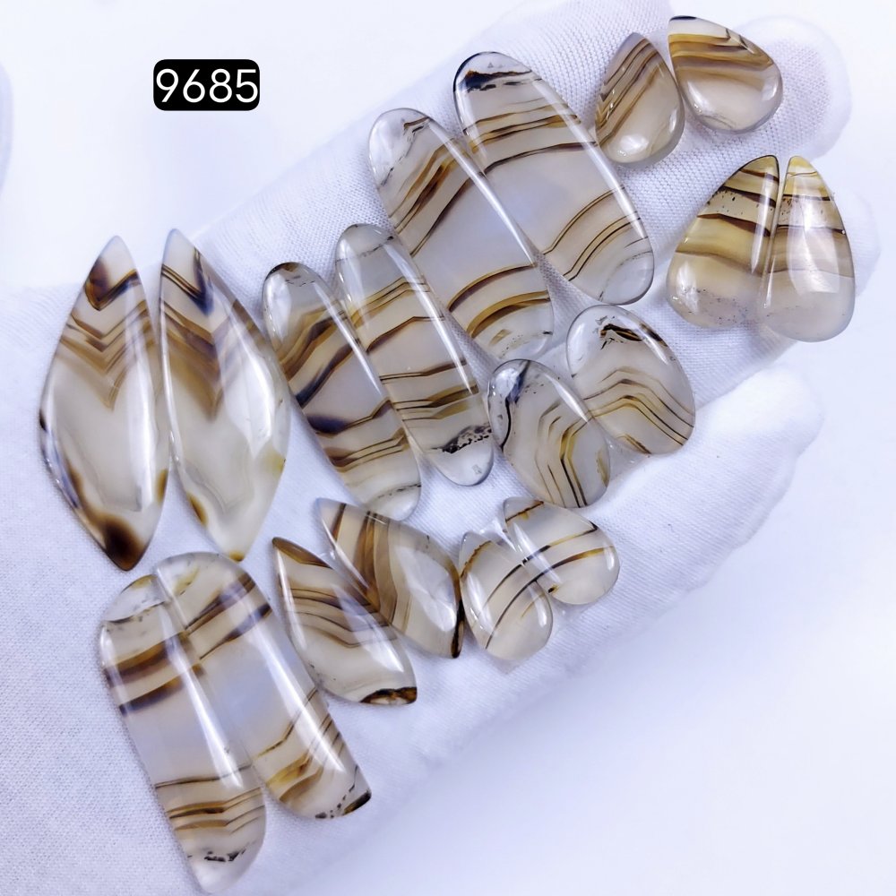 9Pair 257Cts Natural Montana Agate Dangle Drop Earrings Semi Precious Crystal For Hoop Earrings  Gemstone Cabochon Matching  48x16 20x12mm #9685