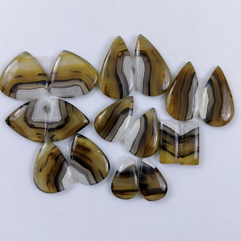 8Pair 219Cts Natural Montana Agate Cabochon Lot Brown Flat Back Gemstone Crystal Wholesale Loose gemstone For Jewelry Making 26x14 16x10mm#9688
