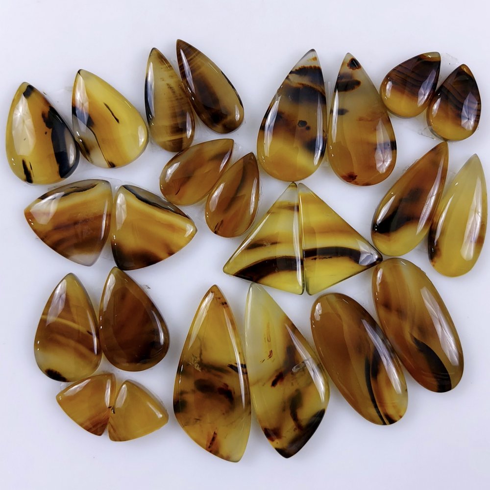 12Pair 298Cts Natural Montana Agate Cabochon Lot Brown Flat Back Gemstone Crystal Wholesale Loose gemstone For Jewelry Making 35x14 10x10mm#9691