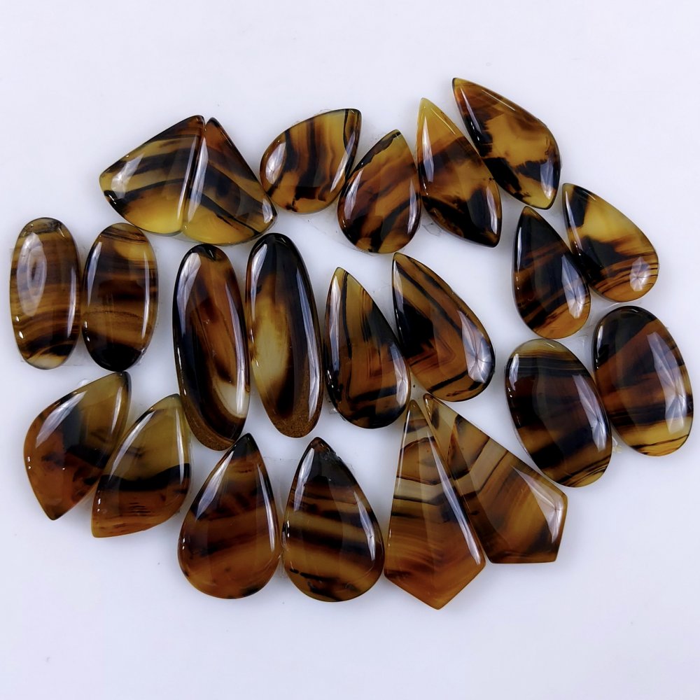 11Pair 245Cts Natural Montana Agate Cabochon Lot Brown Flat Back Gemstone Crystal Wholesale Loose gemstone For Jewelry Making 29x13 17x12mm#9693