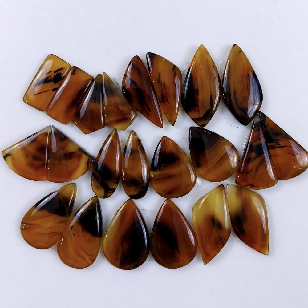 11Pair 259Cts Natural Montana Agate Cabochon Lot Brown Flat Back Gemstone Crystal Wholesale Loose gemstone For Jewelry Making 24x12 19x9mm#9694
