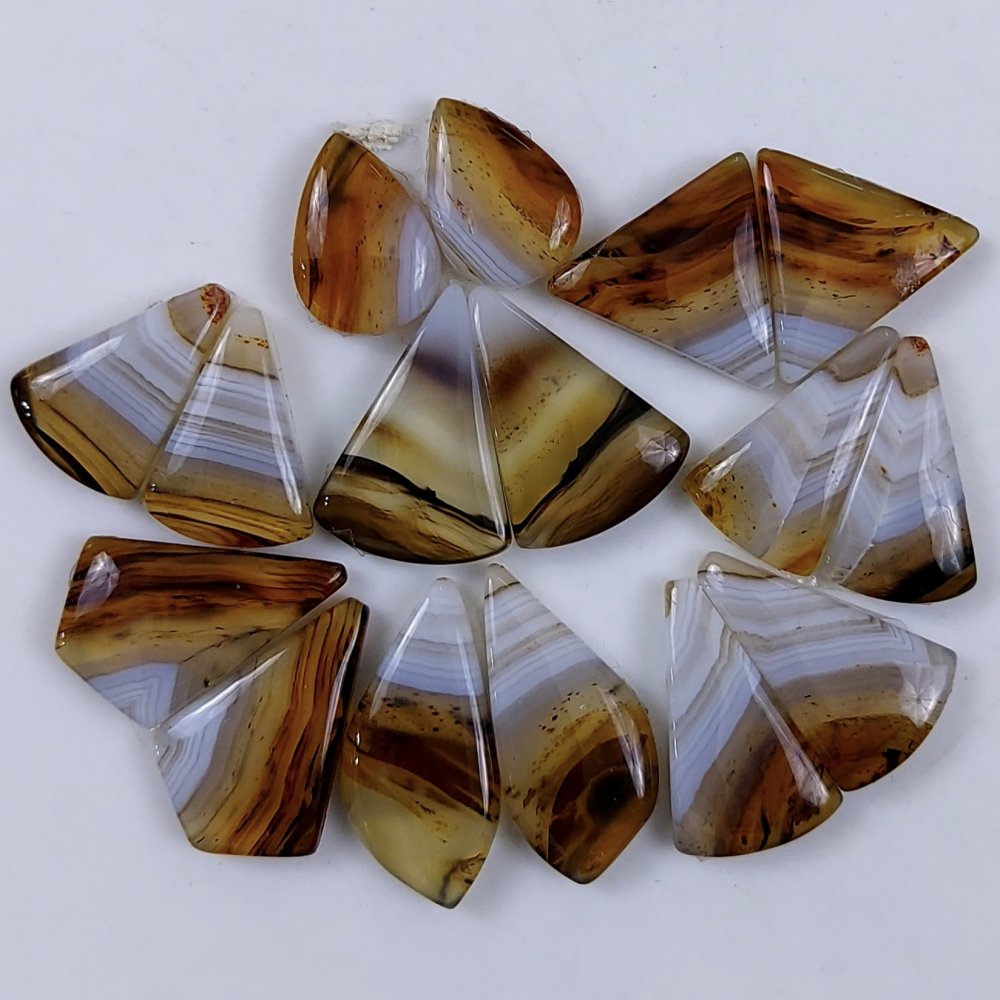 8Pair 148Cts Natural Montana Agate Cabochon Lot Brown Flat Back Gemstone Crystal Wholesale Loose gemstone For Jewelry Making 20x10 13x9mm#9696