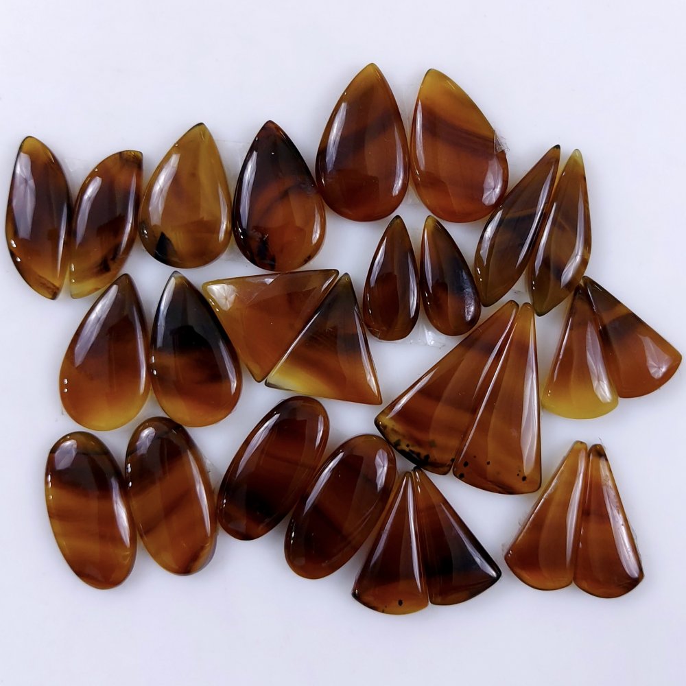 13Pair 244Cts Natural Montana Agate Cabochon Lot Brown Flat Back Gemstone Crystal Wholesale Loose gemstone For Jewelry Making 26x10 16x6mm#9699