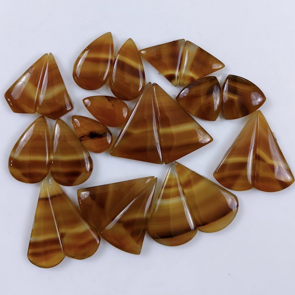11Pair 228Cts Natural Montana Agate Cabochon Lot Brown Flat Back Gemstone Crystal Wholesale Loose gemstone For Jewelry Making 24x16 13x7 mm#9702