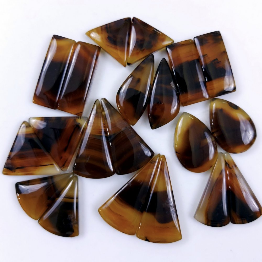 10Pair 306Cts Designer Natural Montana Agate Wholesale Loose Cabochon Pair Lot For Wire Wrap Handmade Jewelry Earrings 31x15 22x13 mm#9710
