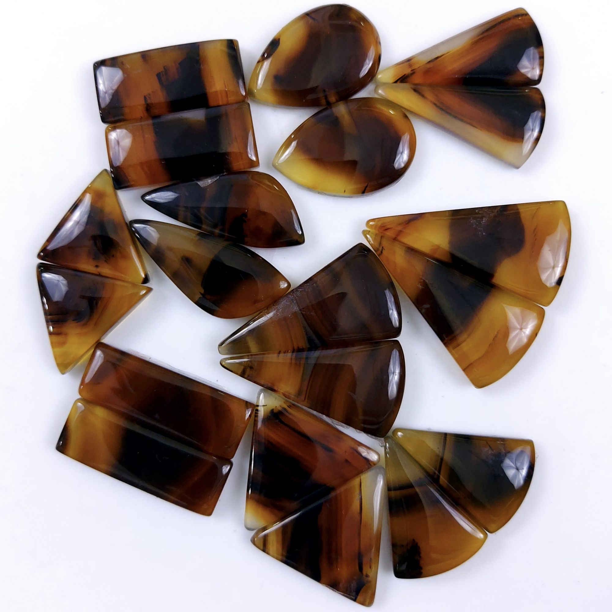 10Pair 306Cts Designer Natural Montana Agate Wholesale Loose Cabochon Pair Lot For Wire Wrap Handmade Jewelry Earrings 31x15 22x13 mm9710