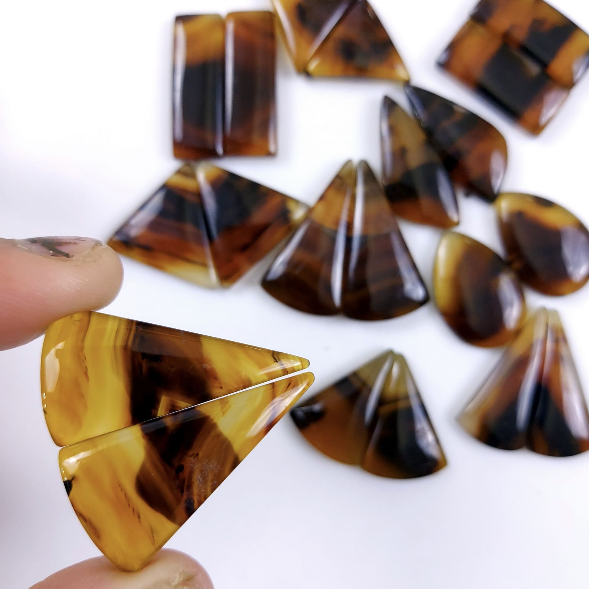 10Pair 306Cts Designer Natural Montana Agate Wholesale Loose Cabochon Pair Lot For Wire Wrap Handmade Jewelry Earrings 31x15 22x13 mm9710