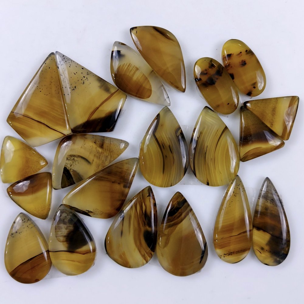 10Pair 221Cts Designer Natural Montana Agate Wholesale Loose Cabochon Pair Lot For Wire Wrap Handmade Jewelry Earrings 27x17 11x11mm#9712