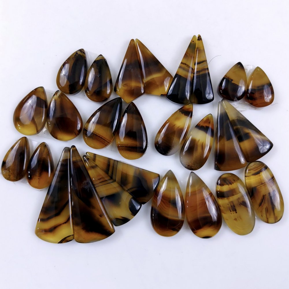 13Pair 271Cts Designer Natural Montana Agate Wholesale Loose Cabochon Pair Lot For Wire Wrap Handmade Jewelry Earrings 35x13 13x8mm#9714