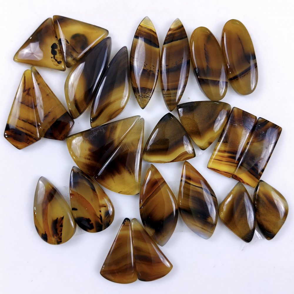 12Pair 287Cts Designer Natural Montana Agate Wholesale Loose Cabochon Pair Lot For Wire Wrap Handmade Jewelry Earrings 26x14 15x15mm#9716