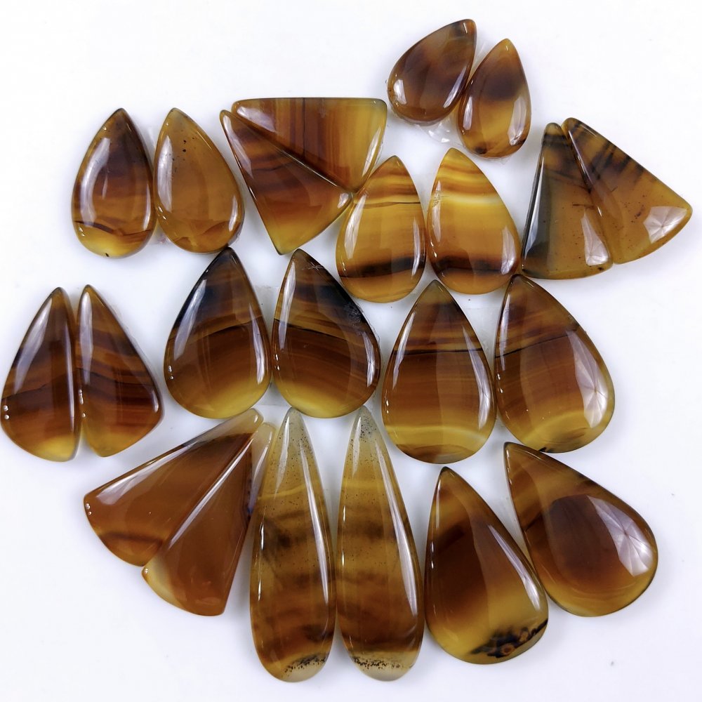 11Pair 316Cts Designer Natural Montana Agate Wholesale Loose Cabochon Pair Lot For Wire Wrap Handmade Jewelry Earrings 38x10 15x8mm#9718