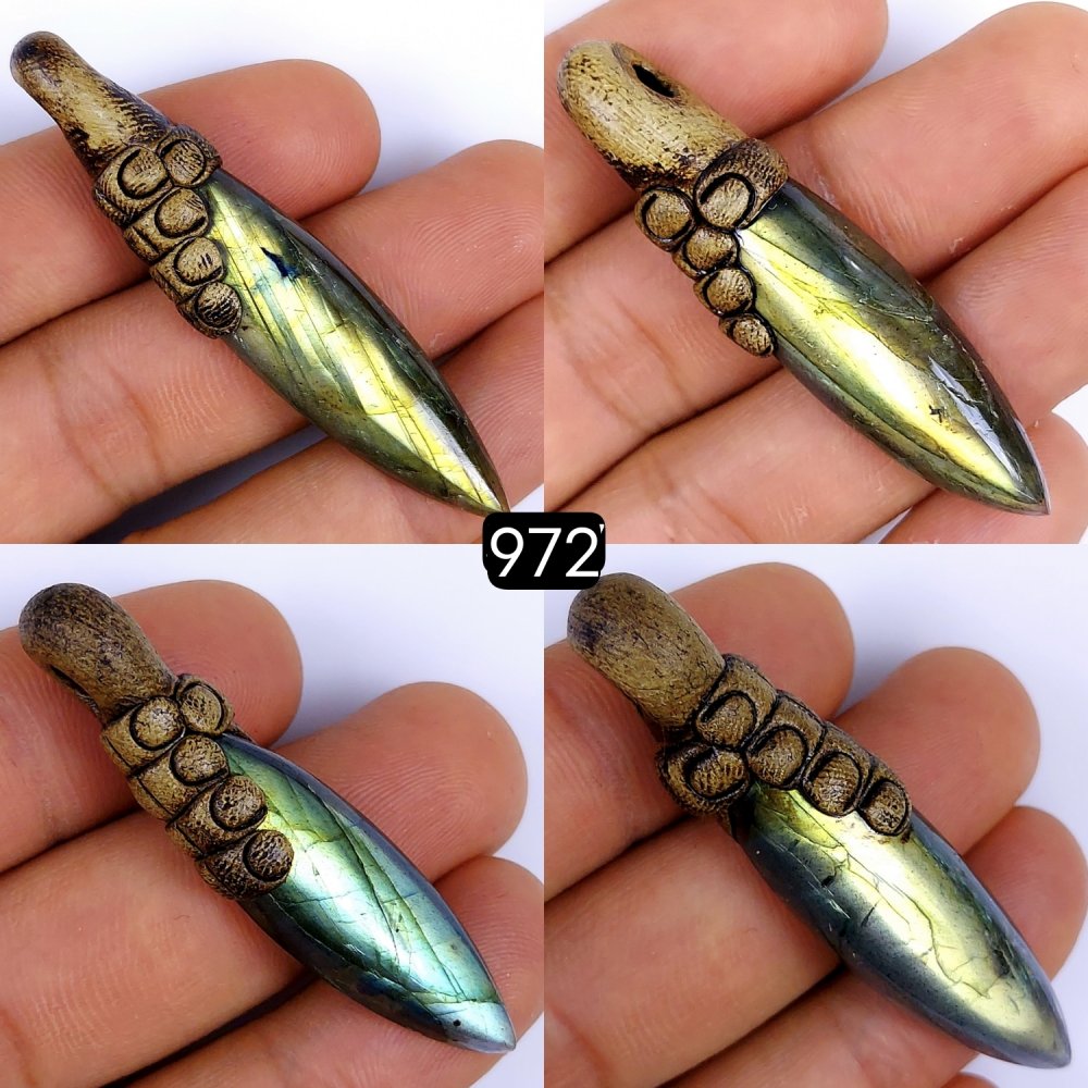4 Pcs 173Cts Natural Labradorite Marquise clay Pendant Gemstone Lot 60x50 mm#972